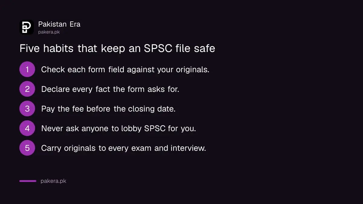 Five habits that keep an SPSC application safe from disqualification