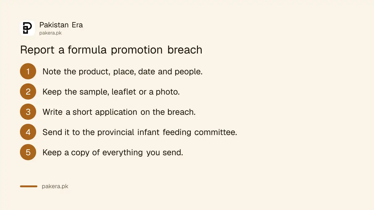 Five steps to report a baby formula promotion breach in Pakistan