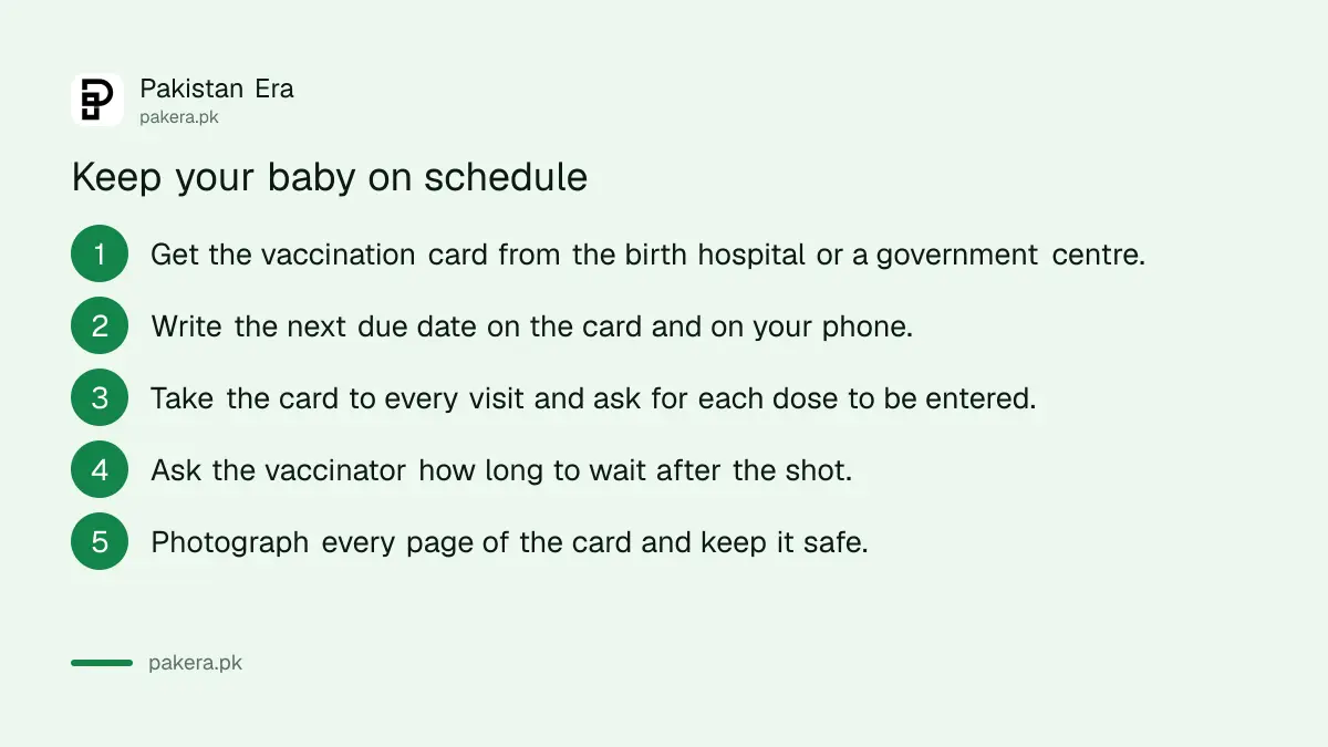 Five steps to keep a child's EPI vaccination on schedule in Pakistan