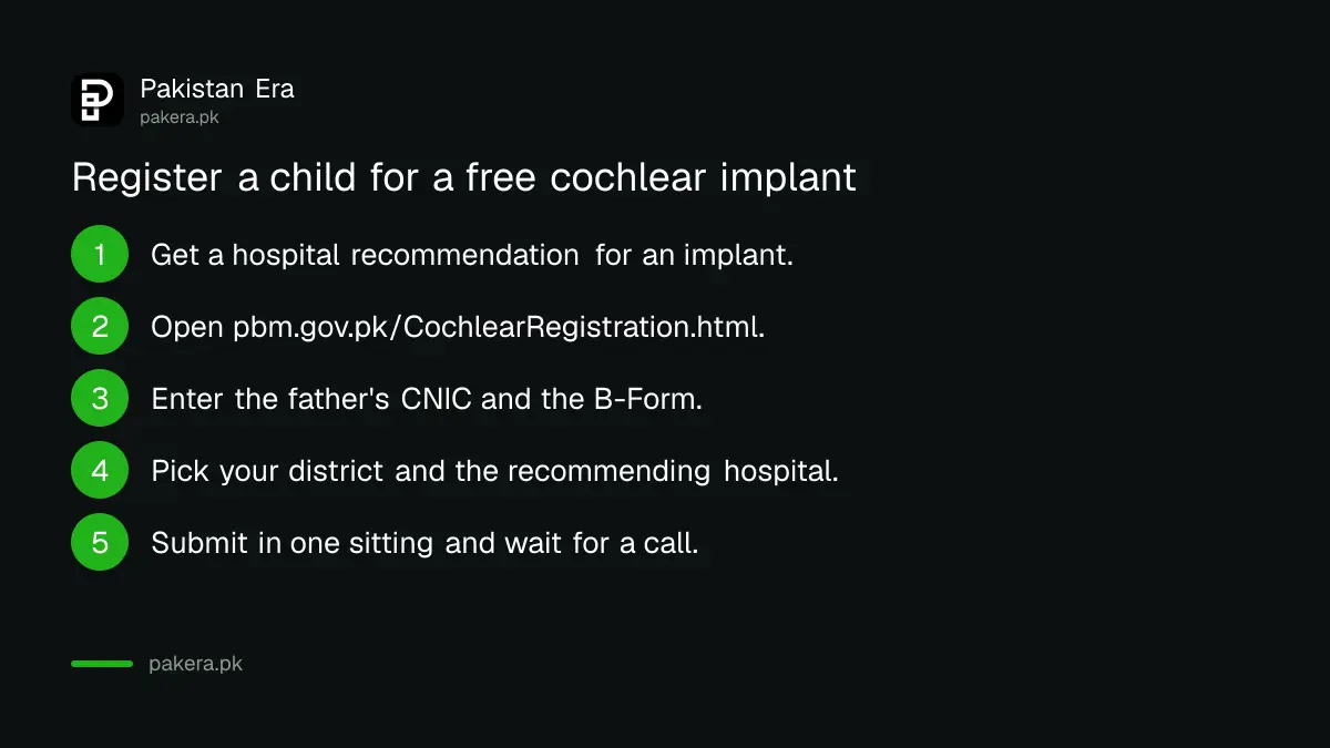 Five steps to register a child for a free cochlear implant with Pakistan Bait-ul-Mal