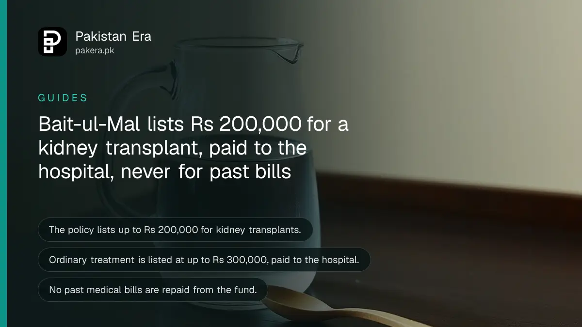 A glass jug of water and a wooden spoon on a dark wooden table, for an article on bait ul mal kidney transplant