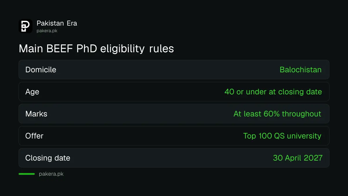 Main eligibility rules for the BEEF foreign PhD scholarship