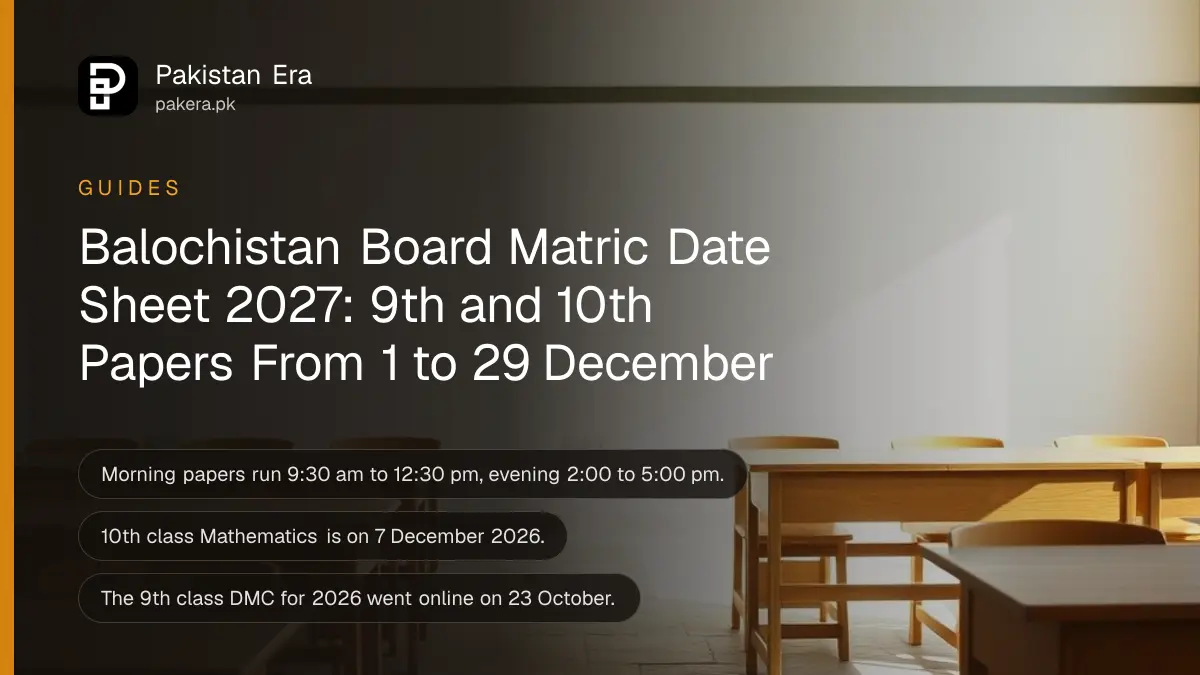 Rows of empty wooden exam desks in a bright school hall on a winter morning