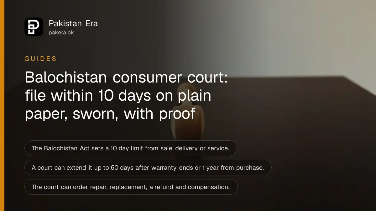 A wooden gavel on a dark wooden table, for an article on balochistan consumer court complaint