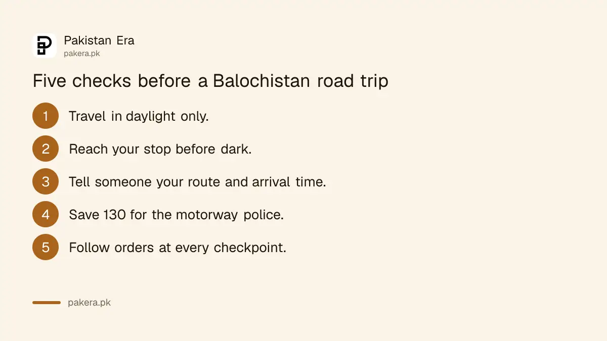 Travel steps for Balochistan highways when no official advisory has been issued