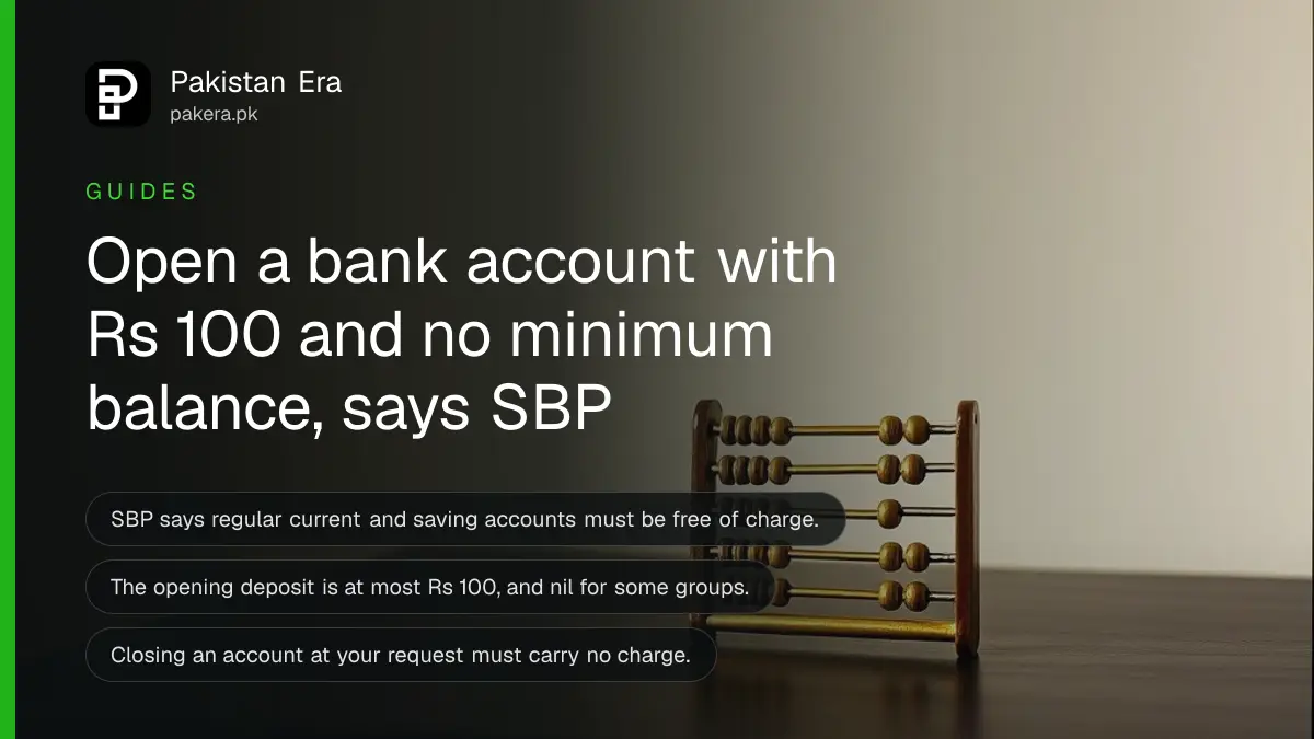 A small brass abacus on a dark wooden table, for a guide on minimum balance charges on bank accounts in Pakistan