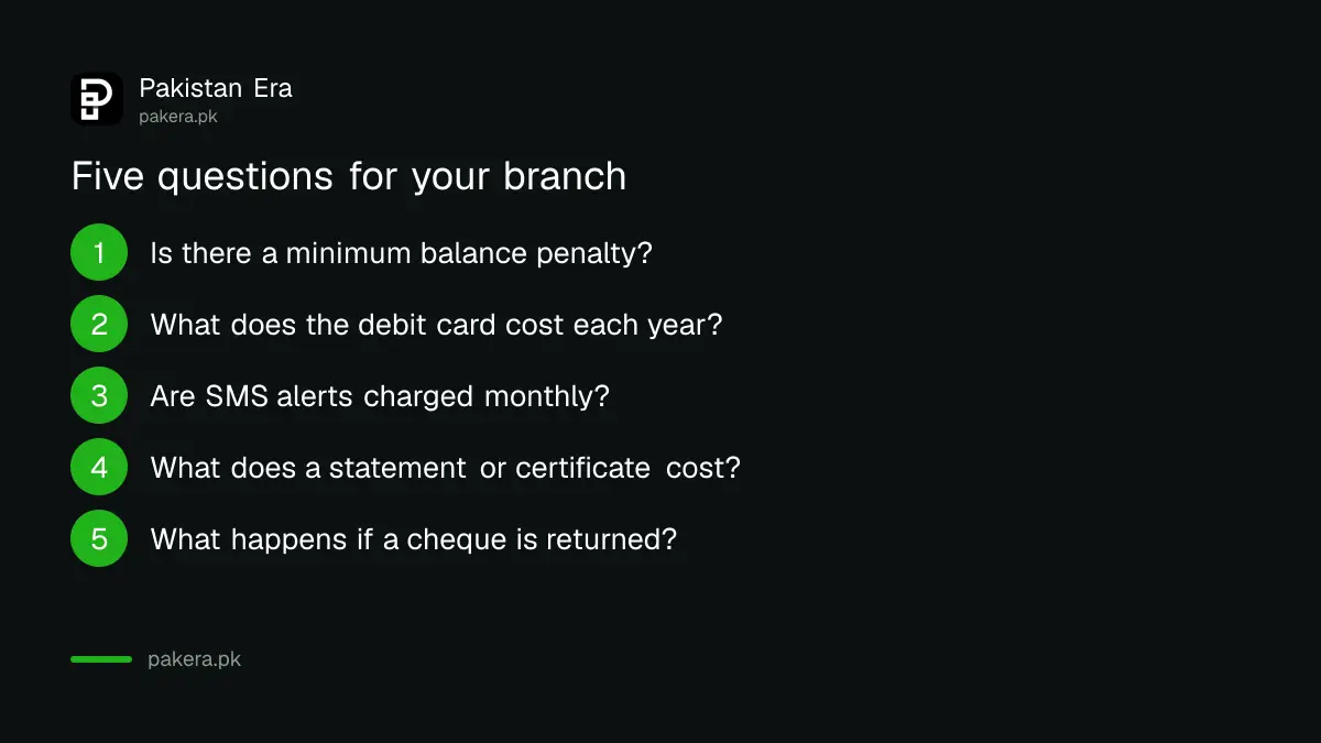 Every Pakistani bank publishes a schedule of charges