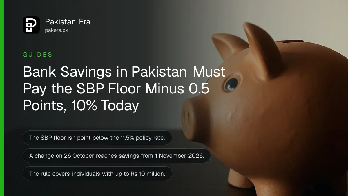 A clay piggy bank on a dark wooden table against a plain cream wall in soft daylight