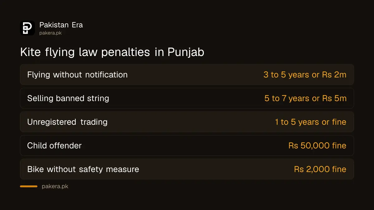 Jail terms and fines under the Punjab Regulation of Kite Flying Act 2025