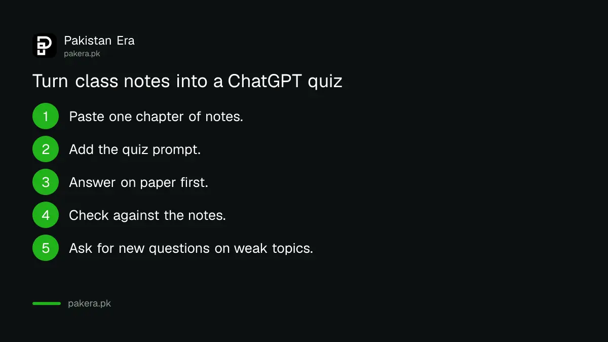 Five steps to turn class notes into a ChatGPT quiz