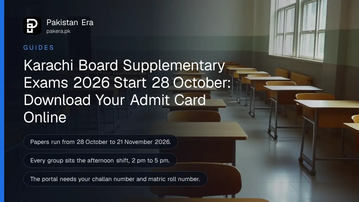 Rows of empty wooden exam desks in a bright hall with afternoon light