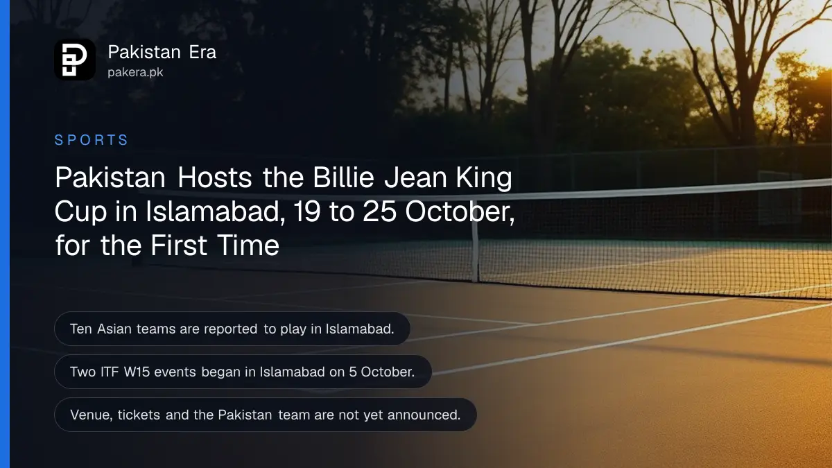 An empty hard tennis court in Islamabad in morning light with a net, an umpire chair and green hills in the background
