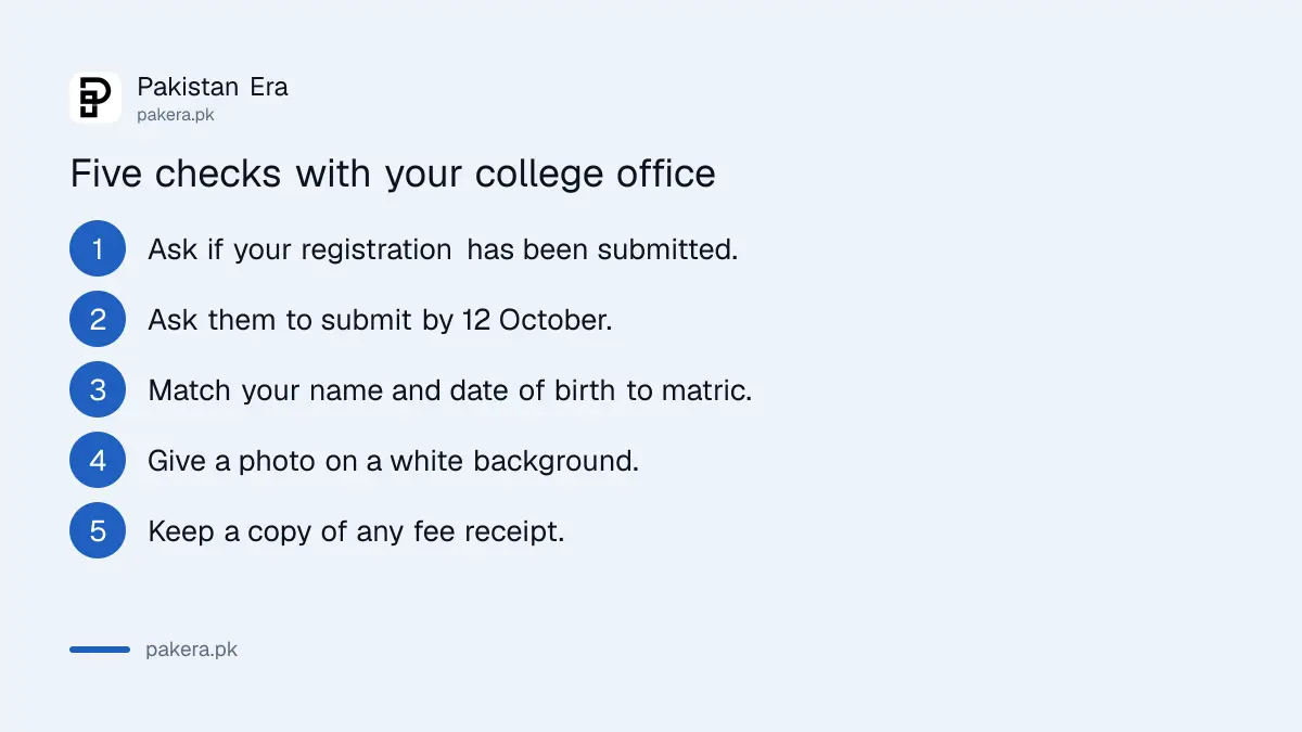 Five checks a BISE Lahore Class 11 student should make with the college office before 12 October 2026