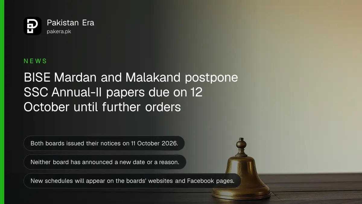 A brass bell on a dark wooden table, for an article on bise mardan malakand ssc annual-ii postponed