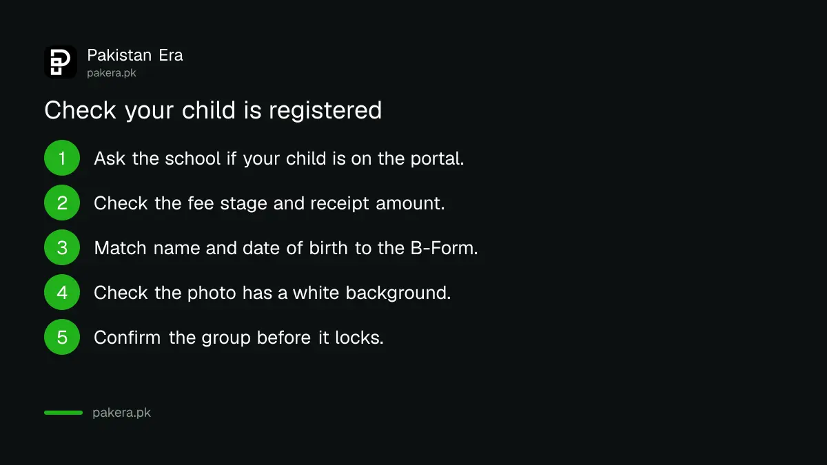 Five checks parents can make to confirm a BISE Peshawar Class 9 or Class 11 registration