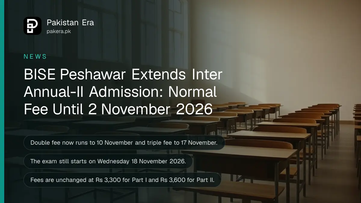 Rows of empty wooden exam desks in a bright college hall in morning light