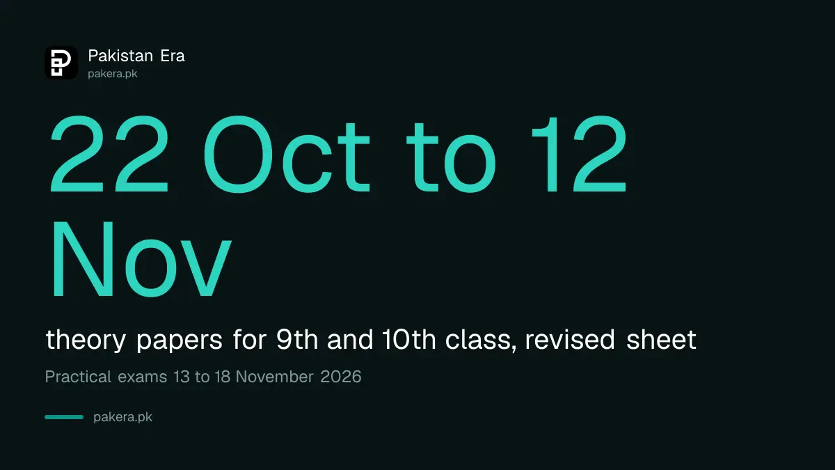 BISE Peshawar SSC Annual-II 2026 revised date sheet runs from 22 October to 12 November