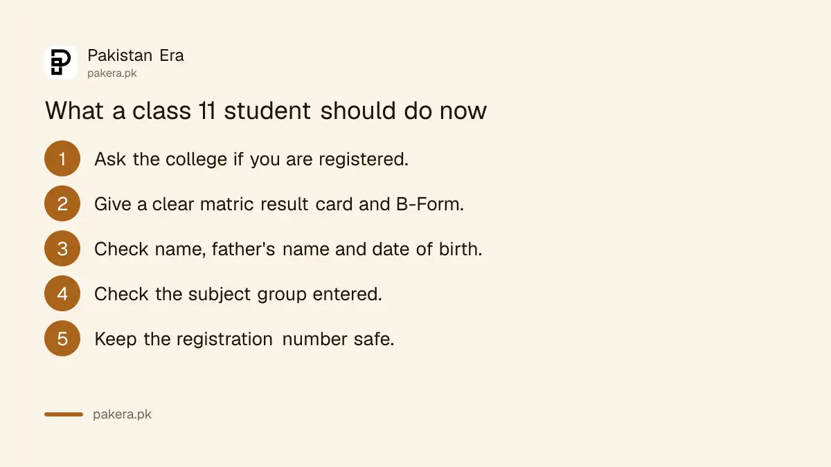 Steps for a class 11 student to confirm BISE Sargodha registration before 27 October
