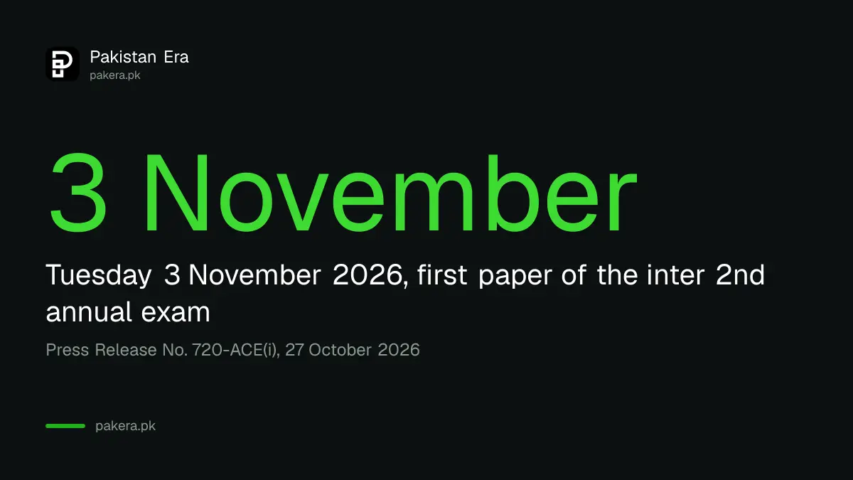 BISE Sargodha inter 2nd annual exam 2026 starts on Tuesday 3 November