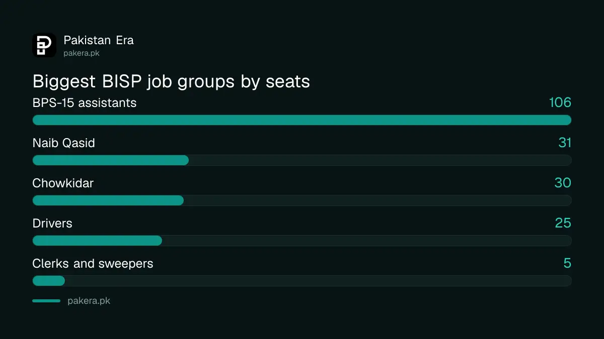 Biggest BISP job groups 2026: assistants, naib qasid, chowkidar and drivers