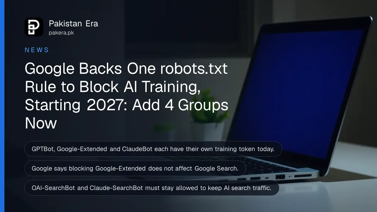 An open silver laptop seen from the side on a tidy home desk at night, screen glowing softly blue, with a small plant beside it
