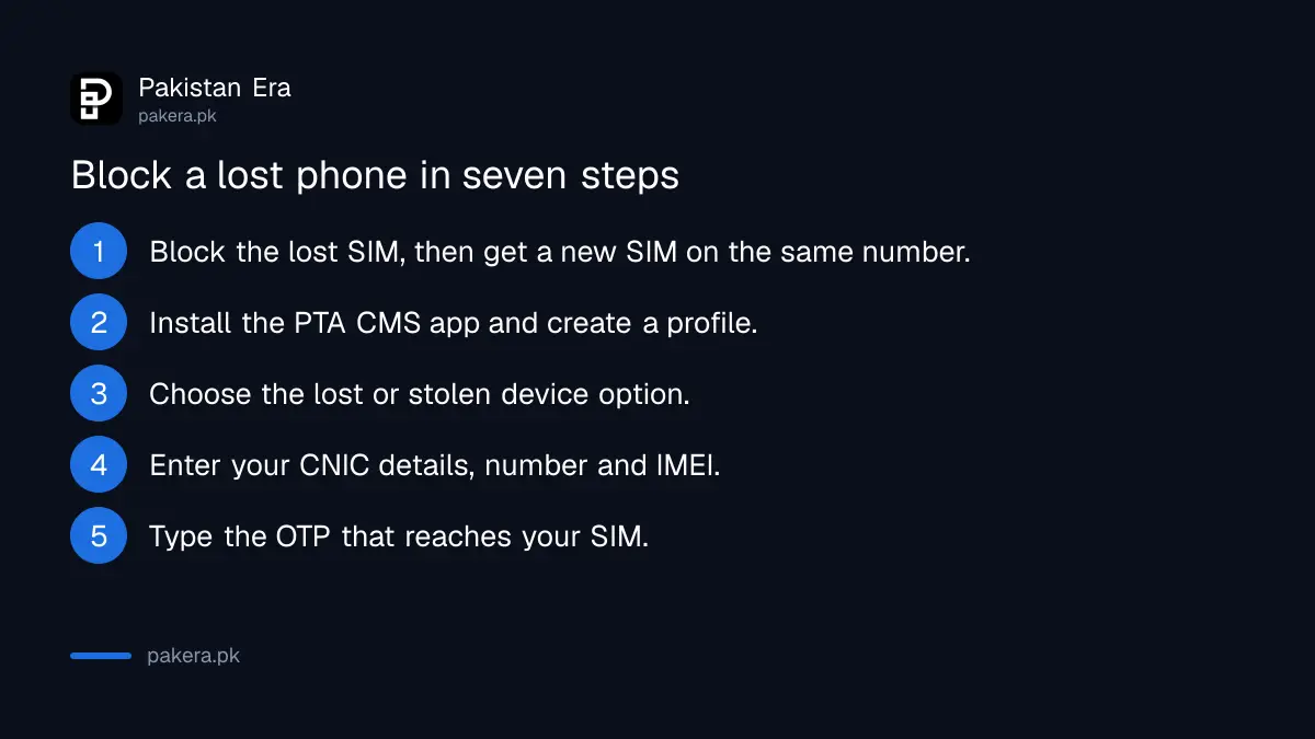Seven steps to block a lost phone with PTA's CMS app in Pakistan
