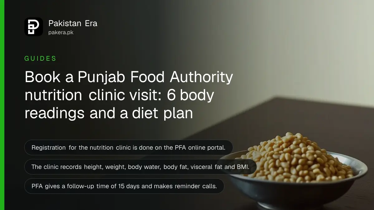 An apple and a bowl of lentils on a dark wooden table, for a guide to the Punjab Food Authority nutrition clinic