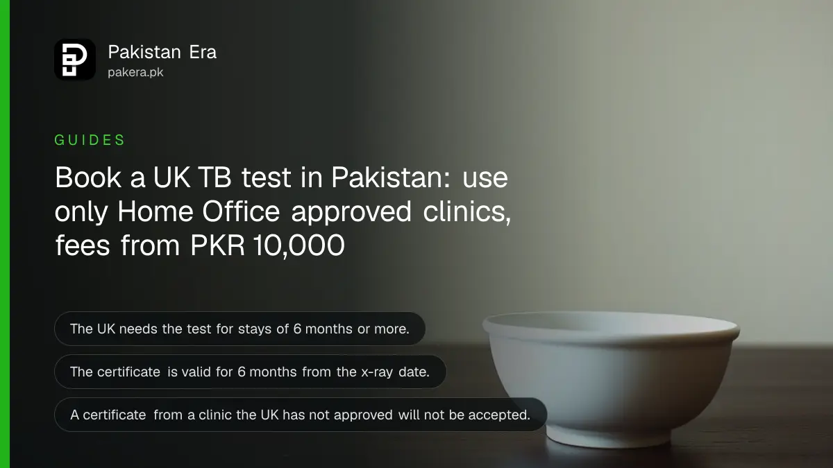 A white ceramic bowl on a dark wooden table, for a guide on the UK visa TB test in Pakistan