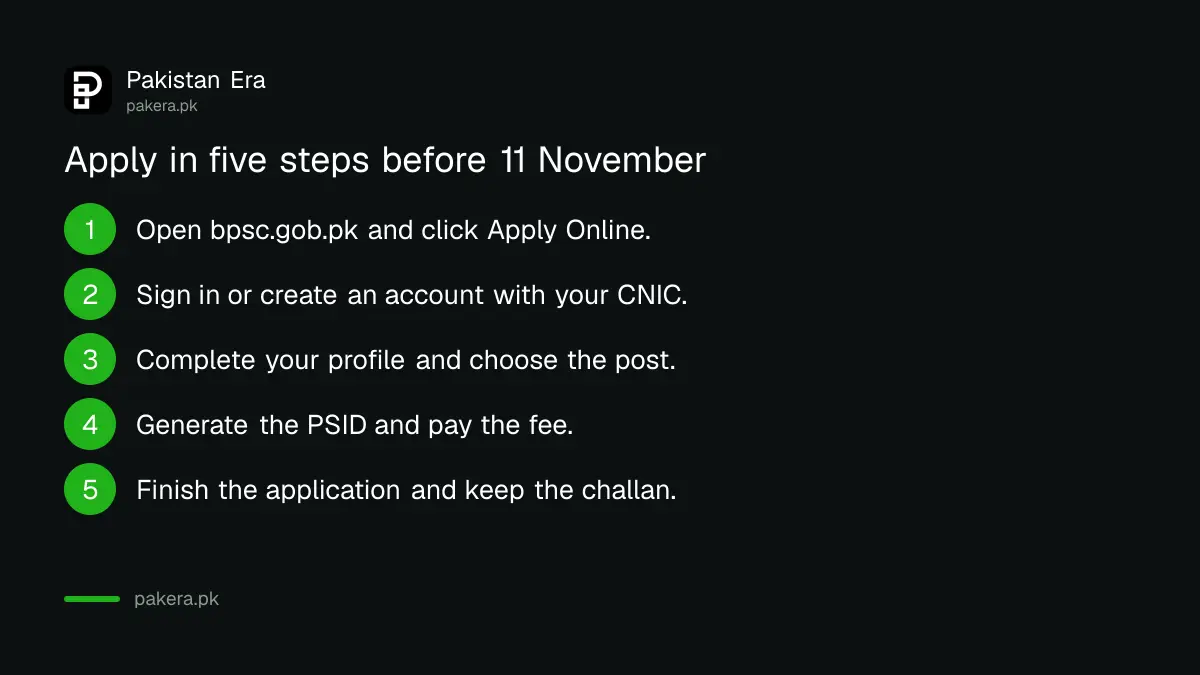 Five steps to apply for BPSC Advertisement 09/2026 online