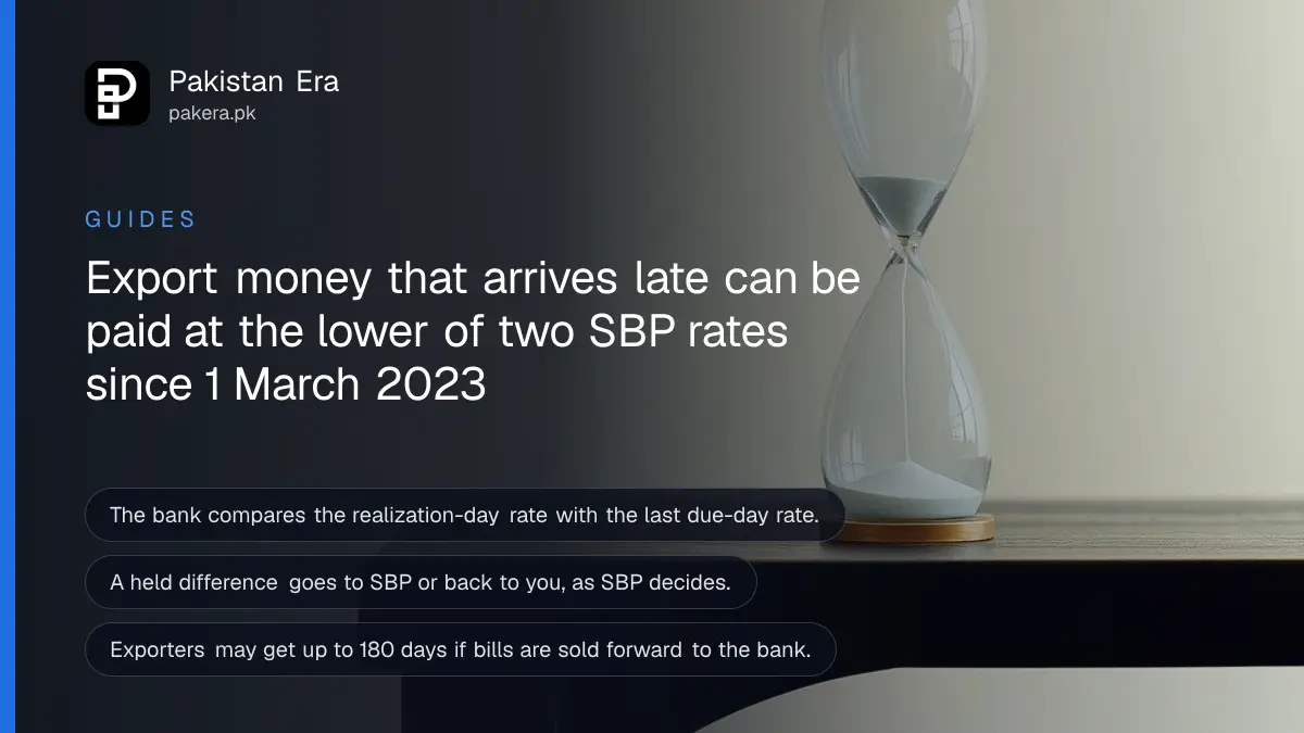 An hourglass on a dark wooden table, for a guide to late export proceeds in Pakistan