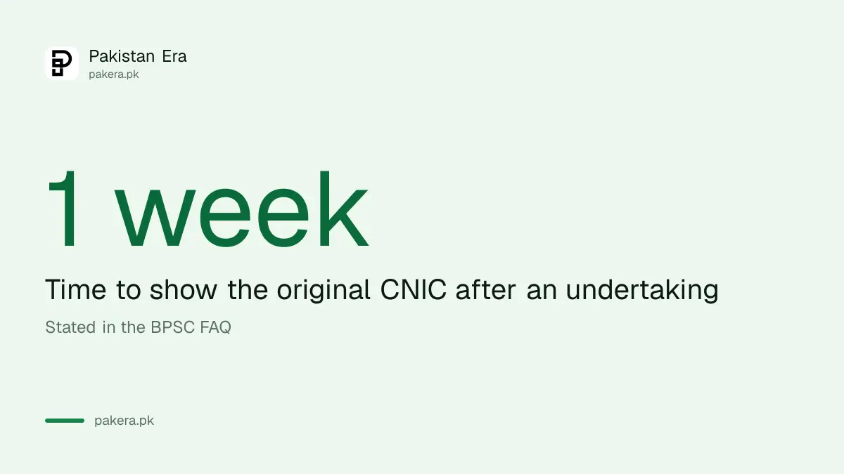 BPSC allows one week to show an original CNIC after an undertaking
