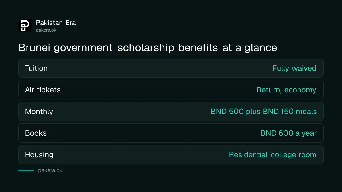 What the Brunei Darussalam Government Scholarship pays for