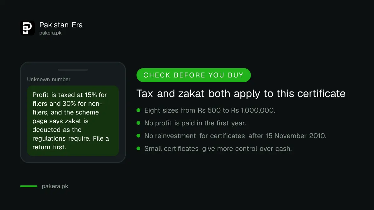 Defence Savings Certificate denominations from Rs 500 to Rs 1,000,000 and tax for filers and non-filers