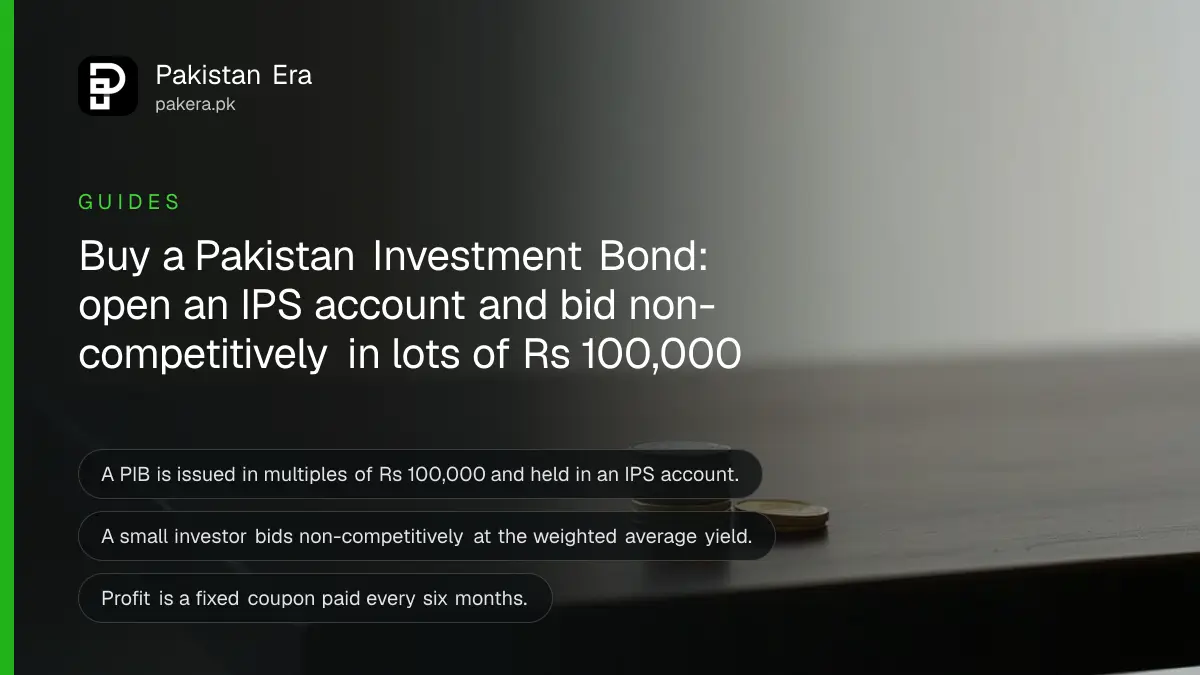 A stack of coins and a green glass paperweight on a dark table, for a guide to buying a Pakistan Investment Bond