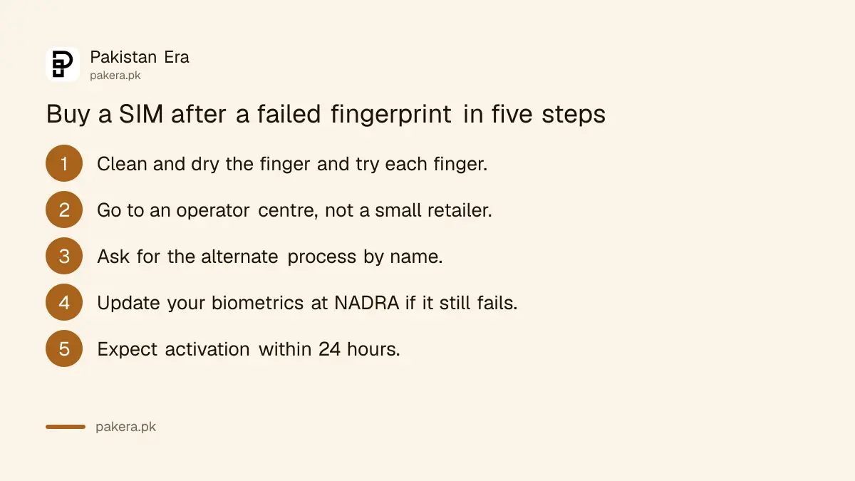 Five steps to buy a SIM in Pakistan when the fingerprint does not match
