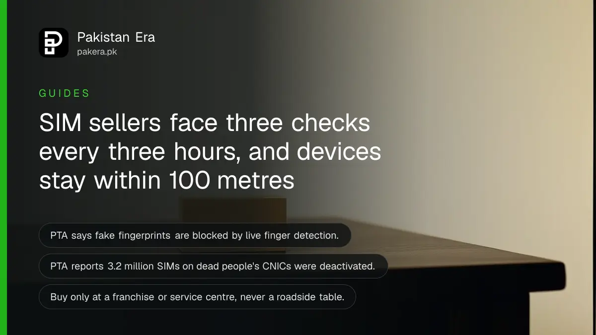 A wooden block on a dark wooden table, for a guide to buying a SIM safely in Pakistan