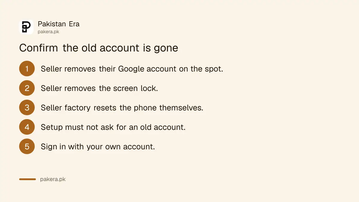 Steps to confirm the old Google account is removed when buying a used Android phone