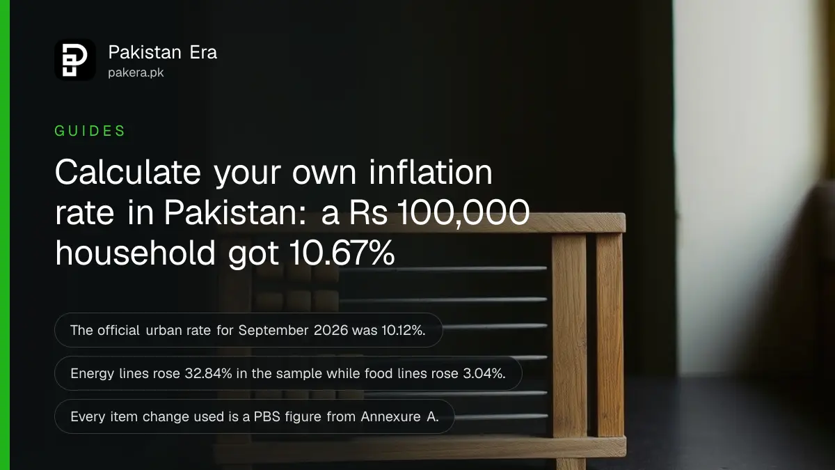 A plain wooden abacus on a dark wooden table against a plain cream wall, for a guide on calculating personal inflation