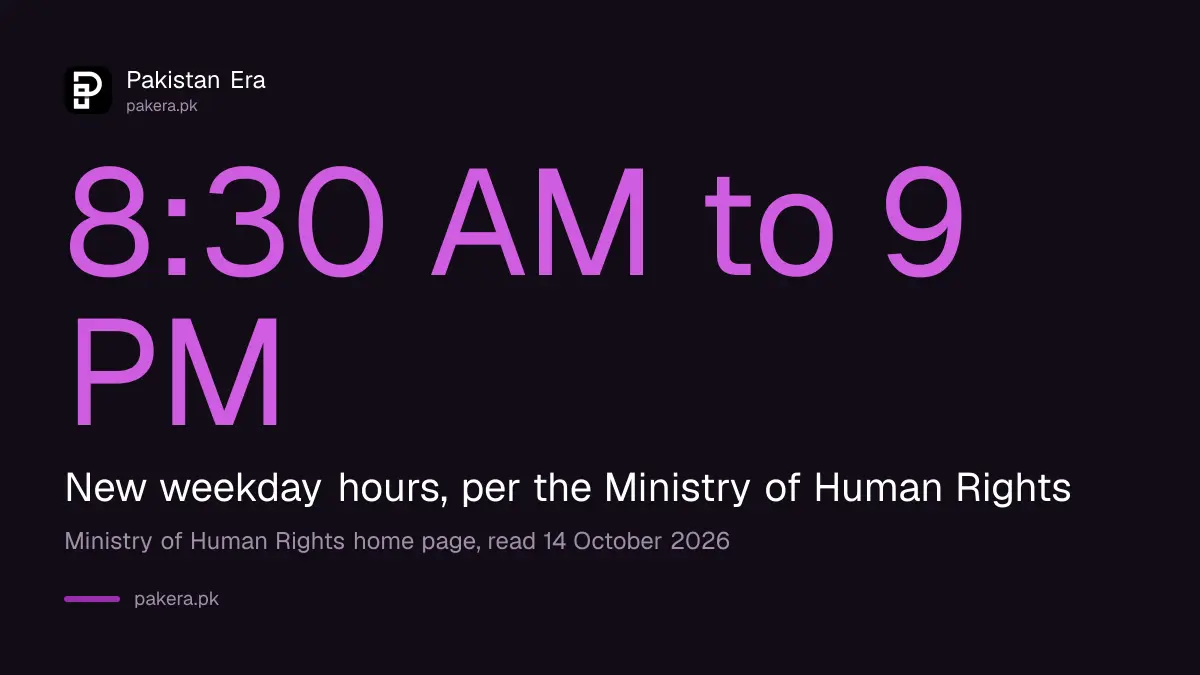The new weekday hours of the 1099 human rights helpline in Pakistan