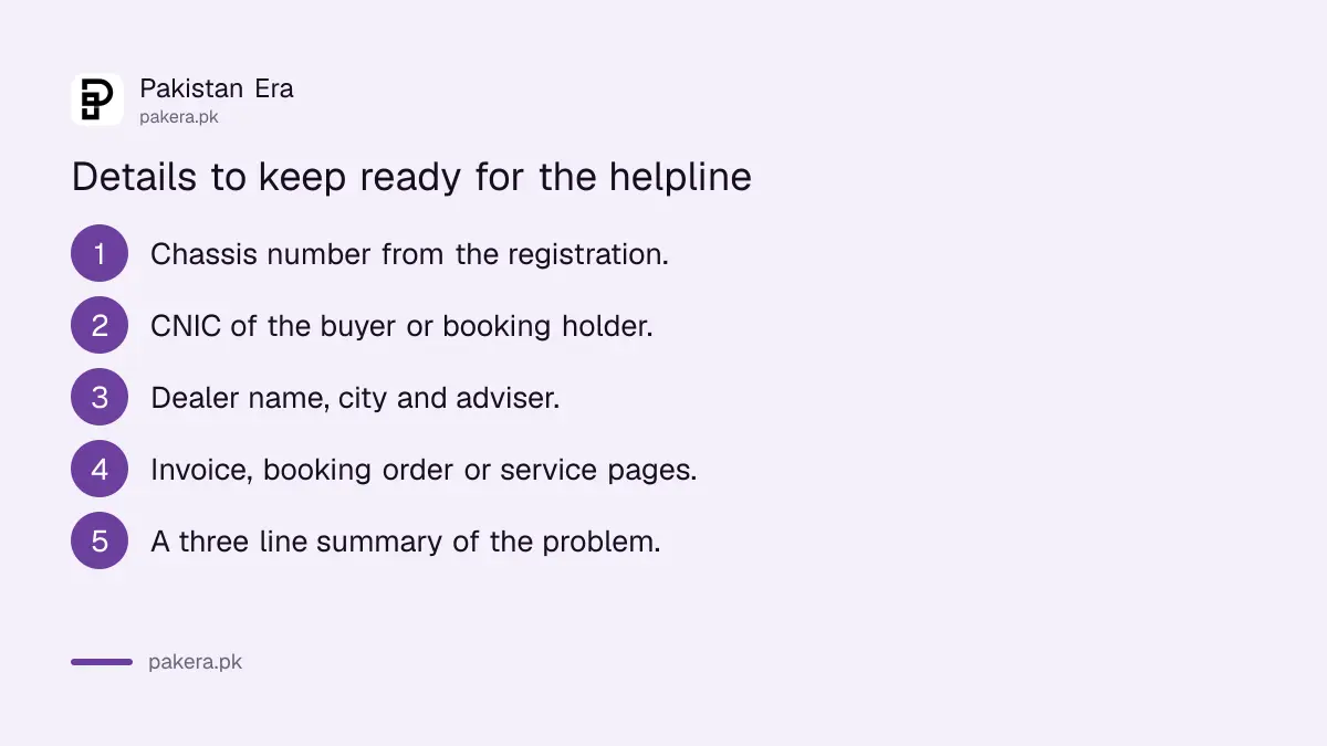 Details to keep ready before calling a car or bike company helpline in Pakistan