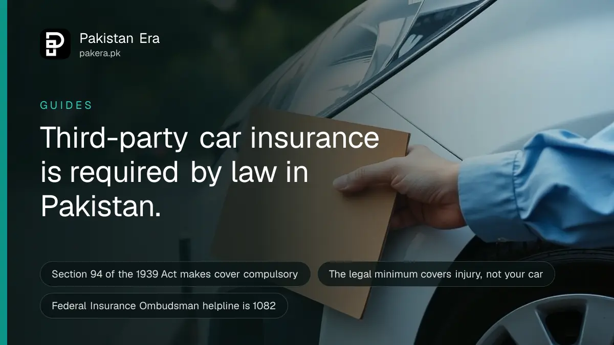 A white hatchback with a dented front bumper parked at the roadside, a hand holding a folder of papers beside it