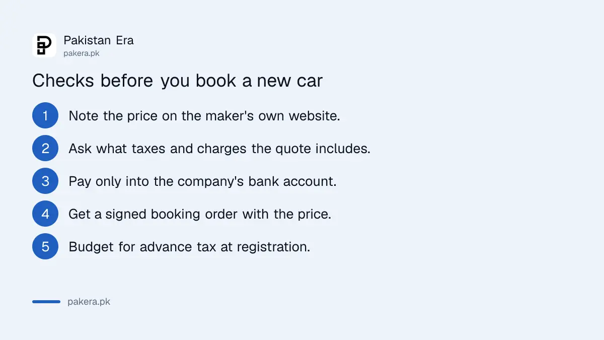 Checks to make before booking a new car in Pakistan