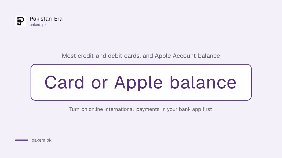 Payment methods Apple lists for Pakistan
