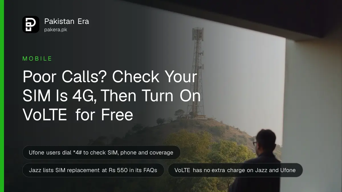 A tall telecom tower on a hill near Islamabad at sunrise, green trees below and a clear pale sky, seen from a distance