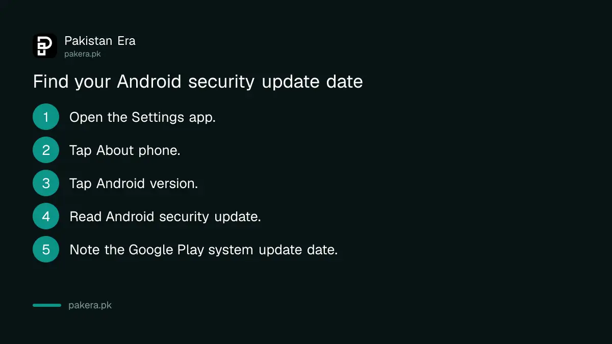 Five steps to find the Android security update date in the Settings app