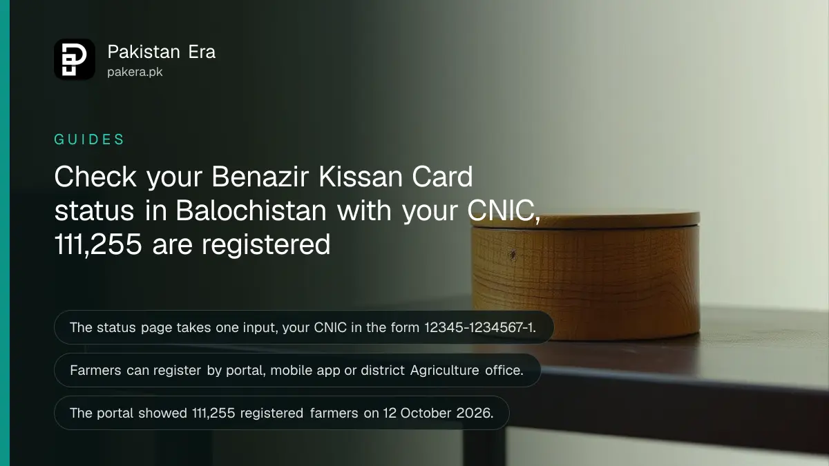A round wooden box on a dark wooden table, for an article on benazir kissan card status