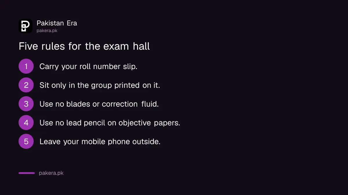 Five exam hall rules for the BISE Gujranwala Class 9 second annual exam 2026