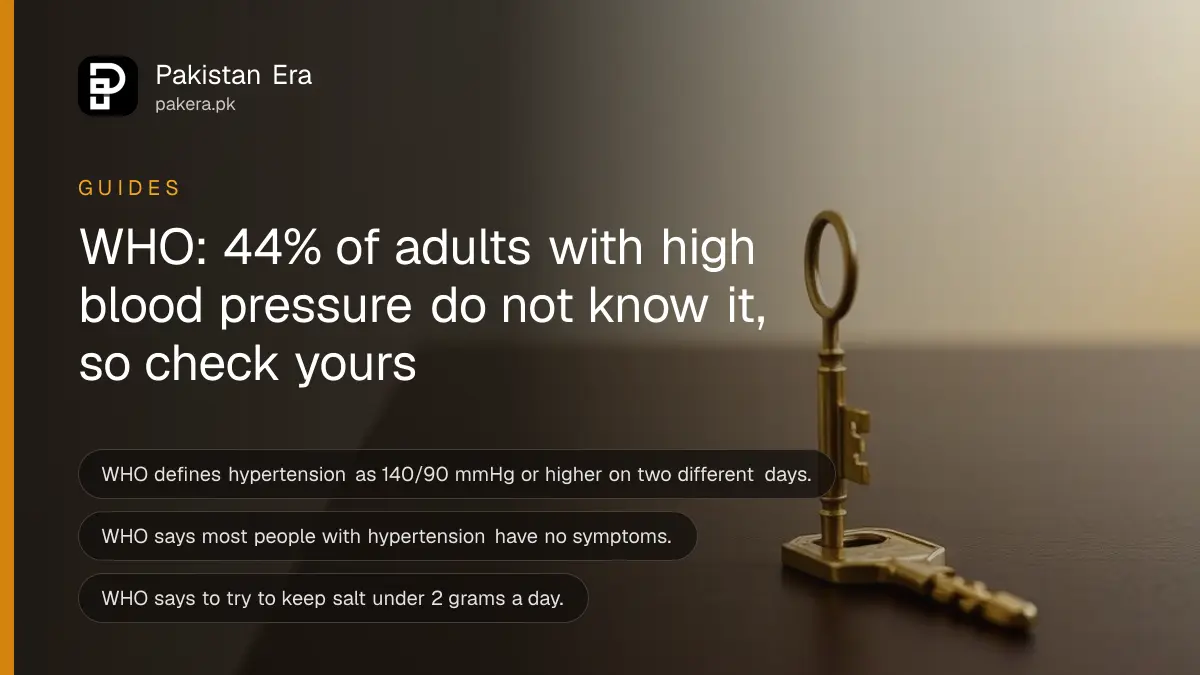A brass key on a dark wooden table, for a guide to checking blood pressure and hypertension in Pakistan