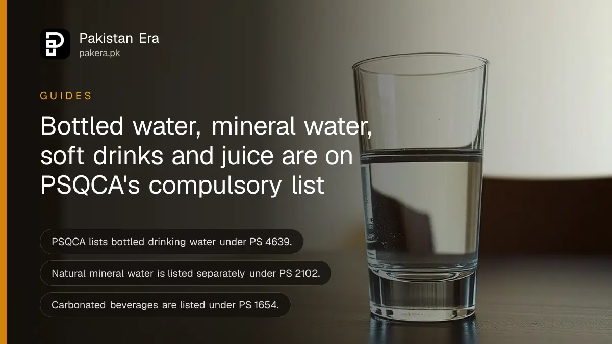 A glass of water on a dark wooden table, for a guide to checking PSQCA licences on bottled water and drinks in Pakistan