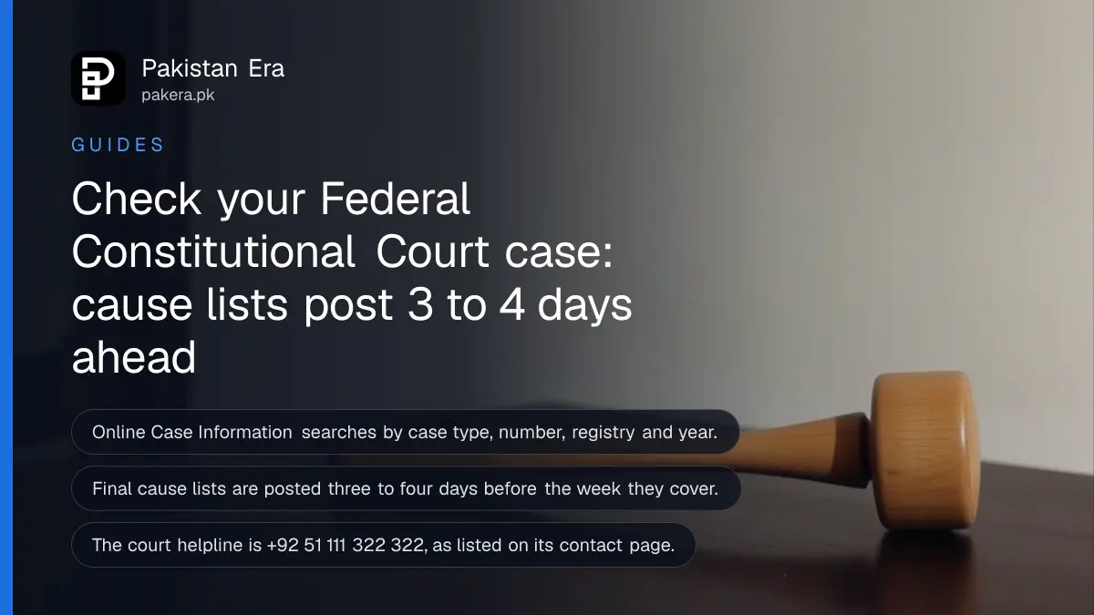 A wooden gavel on a dark wooden table, for an article on federal constitutional court cause list
